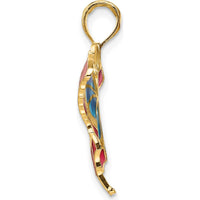 14K Yellow Gold Butterfly Pendant with Multi-Colored Enamel - 24mm Length by Oro Pregiato