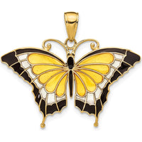 14K Yellow Gold Butterfly Pendant with Multicolored Enamel Accents - 24mm x 31mm by Oro Pregiato