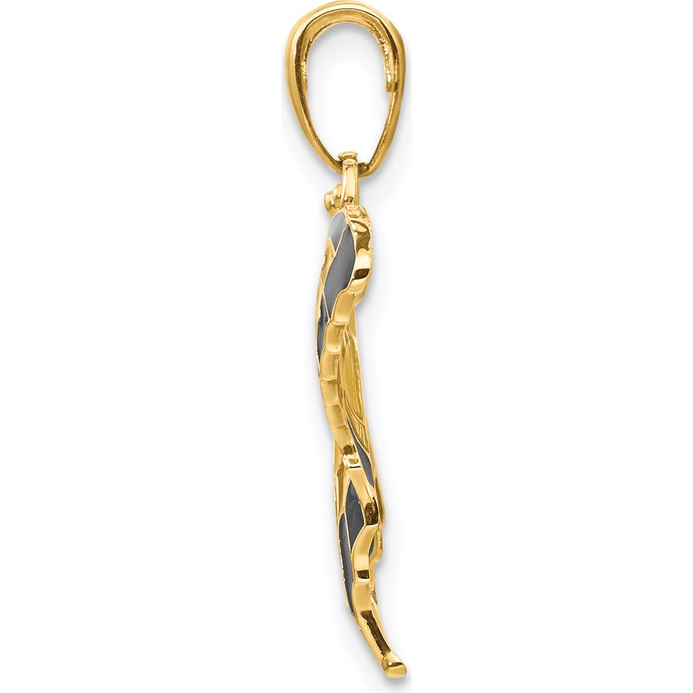 14K Yellow Gold Butterfly Pendant with Multicolored Enamel Accents - 24mm x 31mm by Oro Pregiato
