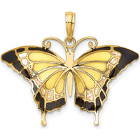 14K Yellow Gold Butterfly Pendant with Multicolored Enamel Accents - 24mm x 31mm by Oro Pregiato