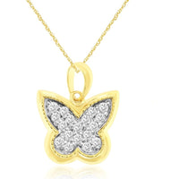 14K Yellow Gold Butterfly Pendant with Pavé-Set Round Diamonds - 0.31 Carat Total Diamond Weight - Royal Jewelry