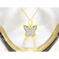 14K Yellow Gold Butterfly Pendant with Pavé-Set Round Diamonds - 0.31 Carat Total Diamond Weight - Royal Jewelry
