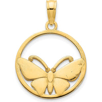 14K Yellow Gold Butterfly Pendant with Pink Epoxy Accents - 17.5mm by Oro Pregiato