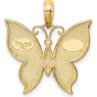 14K Yellow Gold Butterfly Pendant with Rhodium Accents - 20mm x 19mm by Oro Pregiato