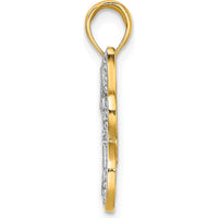 14K Yellow Gold Butterfly Pendant with Rhodium Beaded Wings - 22.8mm Length by Oro Pregiato