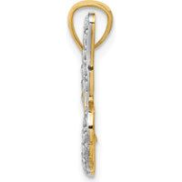 14K Yellow Gold Butterfly Pendant with Rhodium Diamond-Cut Detail by Oro Pregiato