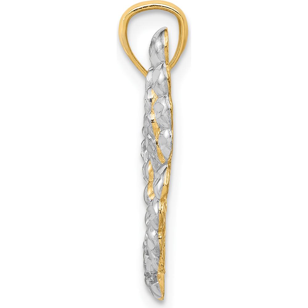 14K Yellow Gold Butterfly Pendant with Rhodium Diamond-cut Finish by Oro Pregiato