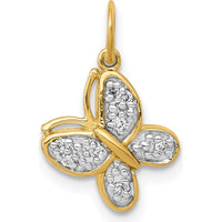 14K Yellow Gold Butterfly Pendant with Round Diamonds - 0.04 Carat Total Diamond Weight by Monteluci Fine Jewelry