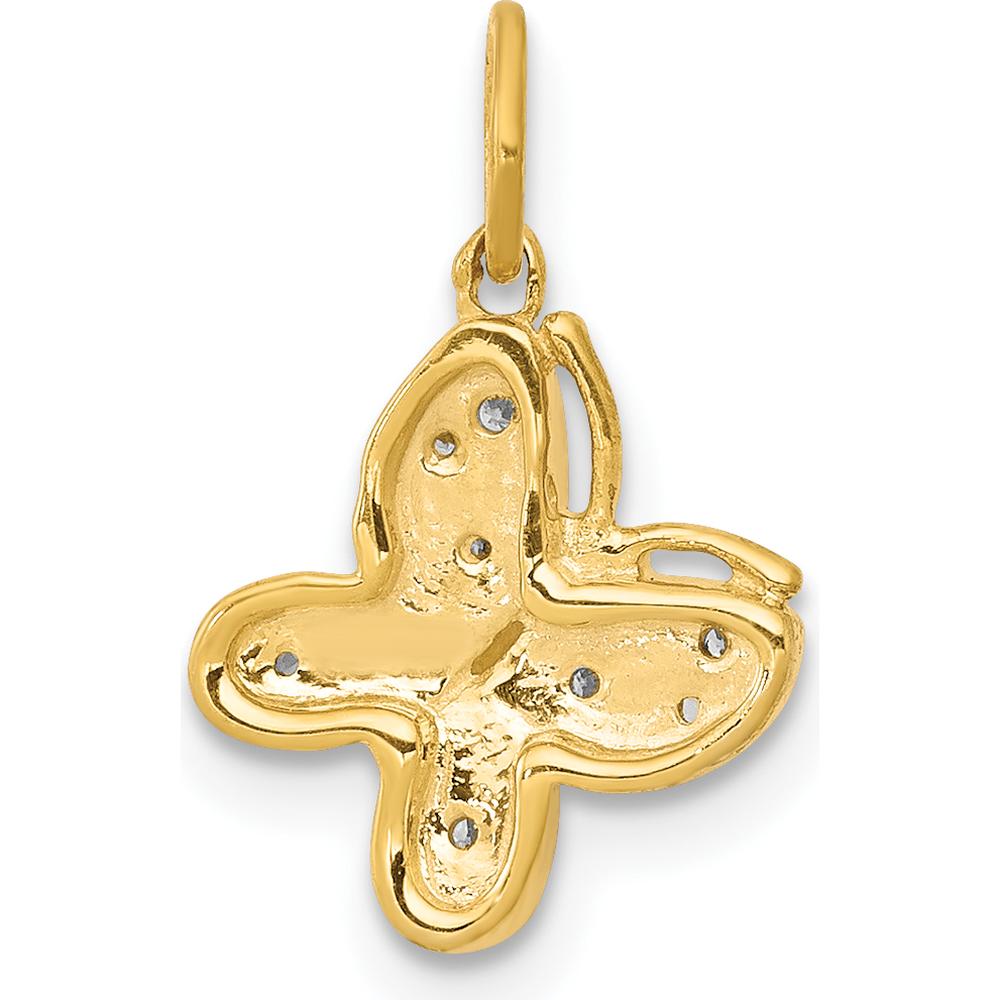 14K Yellow Gold Butterfly Pendant with Round Diamonds - 0.04 Carat Total Diamond Weight by Monteluci Fine Jewelry