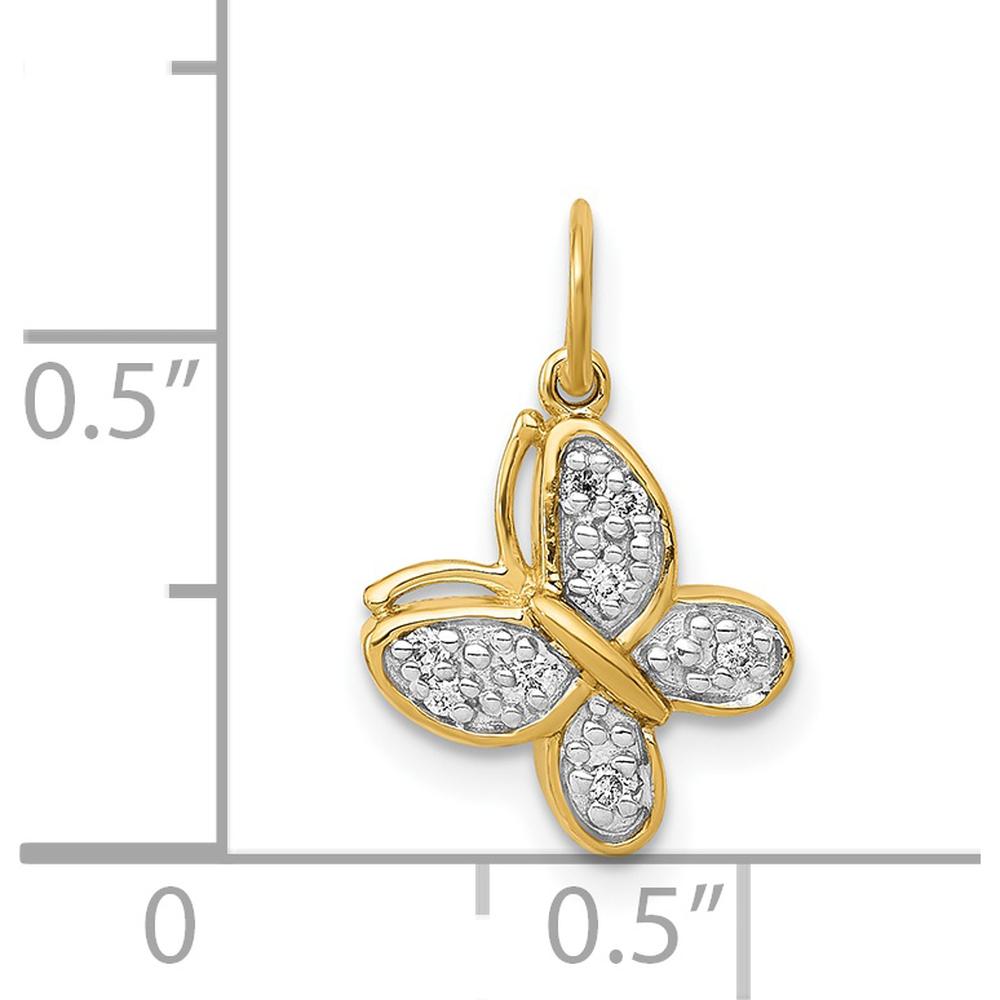 14K Yellow Gold Butterfly Pendant with Round Diamonds - 0.04 Carat Total Diamond Weight by Monteluci Fine Jewelry