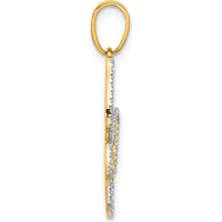 14K Yellow Gold Butterfly Pendant with White Rhodium Diamond-Cut Texture by Oro Pregiato