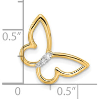 14K Yellow Gold Butterfly Slide Pendant with 3 Round Diamonds - 0.048 Carat Total Diamond Weight by Oro Pregiato
