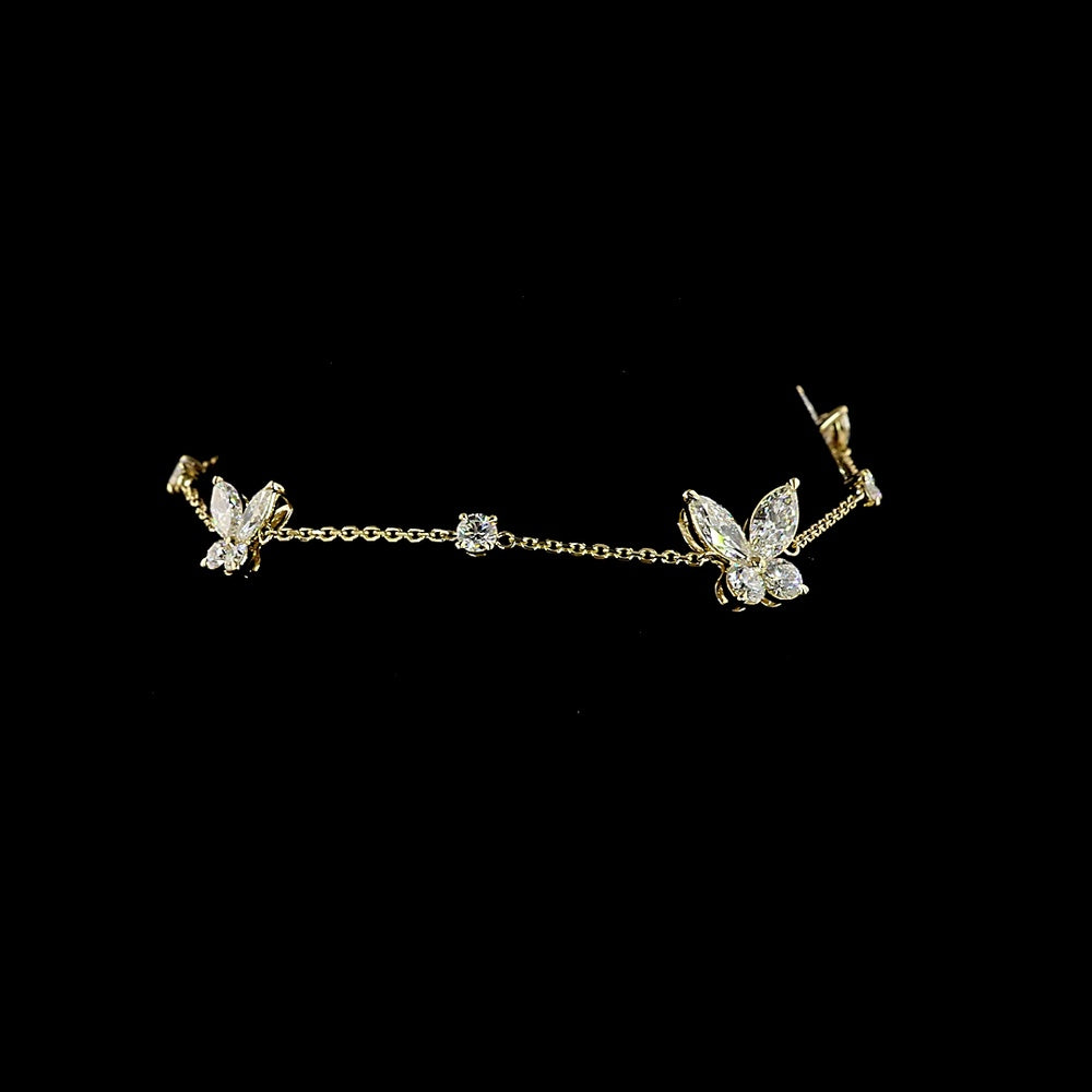 14K Yellow Gold Butterfly Station Bracelet with Marquise and Round Cut Lab Diamonds - 2.41 Carat Total Diamond Weight - Covaloro Fine Jewelry