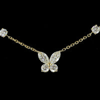 14K Yellow Gold Butterfly Station Necklace with Marquise and Round Lab Diamonds - 3.49 Carat Total Diamond Weight - Covaloro Fine Jewelry