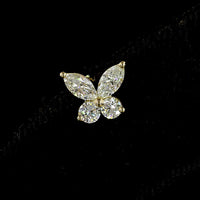 14K Yellow Gold Butterfly Stud Earrings with Marquise and Brilliant Cut Lab Diamonds - 0.66 Carat Total Weight - Covaloro Fine Jewelry