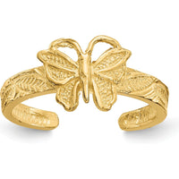 14K Yellow Gold Butterfly Toe Ring with Polished Finish - Elegant Design by Oro Pregiato