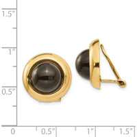 14K Yellow Gold Button Clip-On Earrings with Polished Onyx Stones - 1.0 Carat Total Onyx Weight by Oro Pregiato