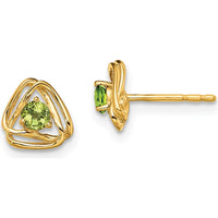 14K Yellow Gold Button Earrings with 3mm Round Peridot - 0.12 Carat Total Weight by Oro Pregiato