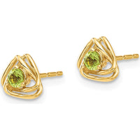 14K Yellow Gold Button Earrings with 3mm Round Peridot - 0.12 Carat Total Weight by Oro Pregiato