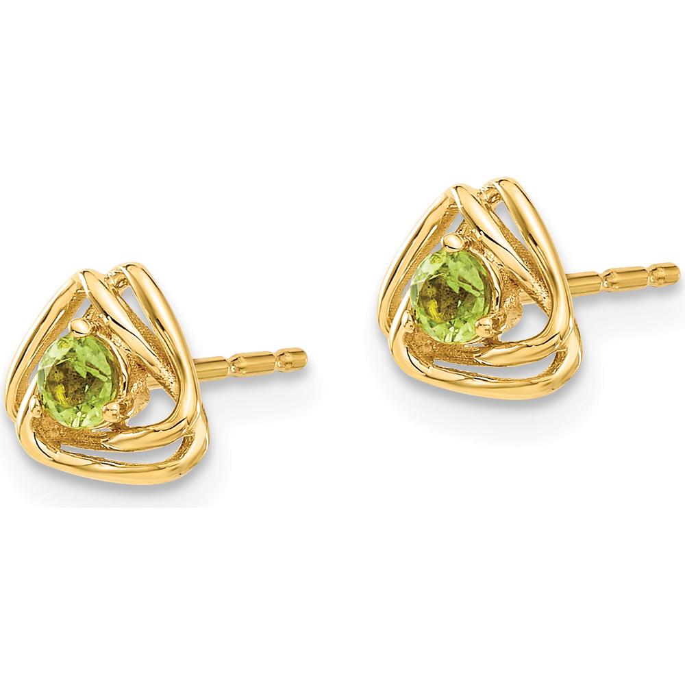 14K Yellow Gold Button Earrings with 3mm Round Peridot - 0.12 Carat Total Weight by Oro Pregiato