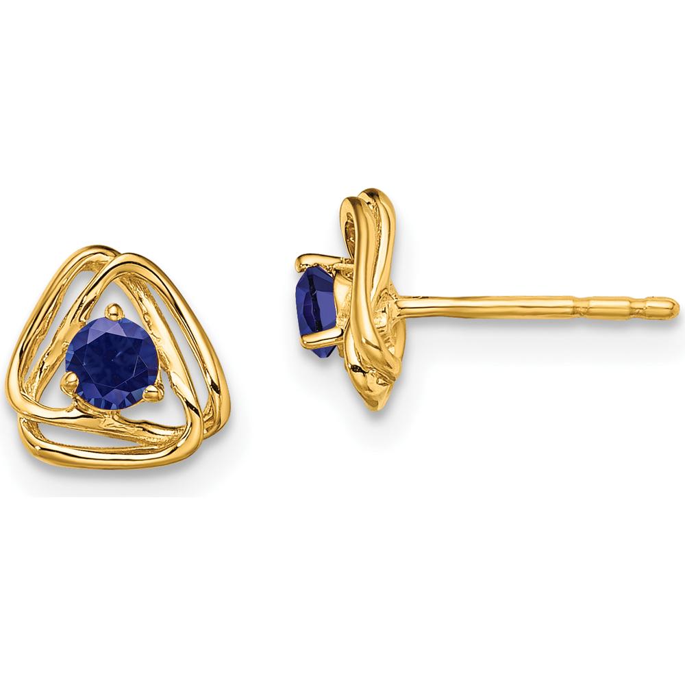 14K Yellow Gold Button Earrings with Lab-Created Blue Sapphire - 0.15 Carat Total Weight by Oro Pregiato