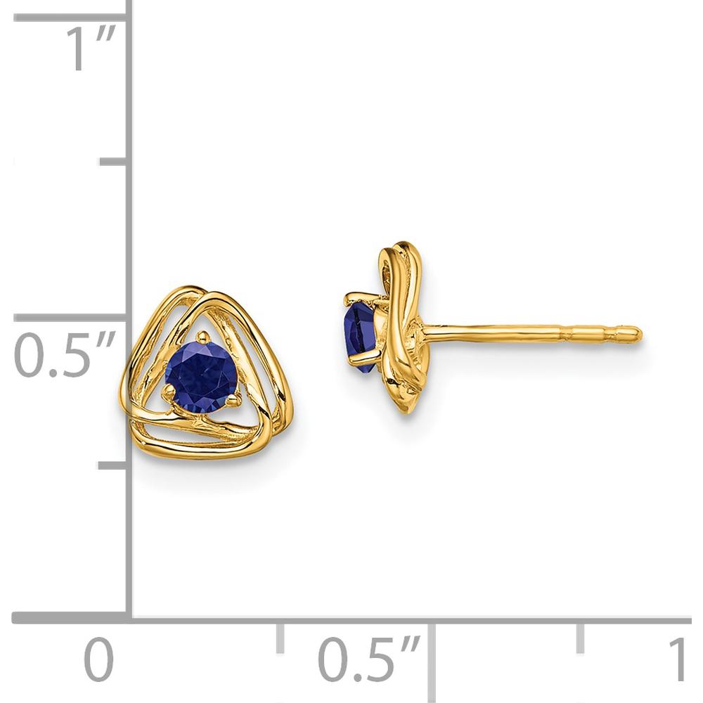 14K Yellow Gold Button Earrings with Lab-Created Blue Sapphire - 0.15 Carat Total Weight by Oro Pregiato