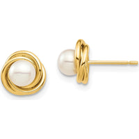 14K Yellow Gold Button Freshwater Cultured Pearl Post Earrings - 4-5mm Pearls by Madi K