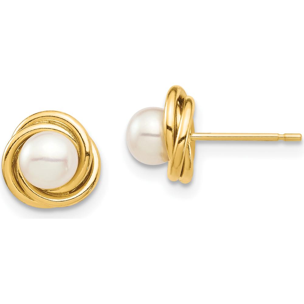 14K Yellow Gold Button Freshwater Cultured Pearl Post Earrings - 4-5mm Pearls by Madi K