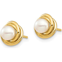 14K Yellow Gold Button Freshwater Cultured Pearl Post Earrings - 4-5mm Pearls by Madi K