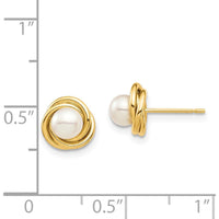 14K Yellow Gold Button Freshwater Cultured Pearl Post Earrings - 4-5mm Pearls by Madi K