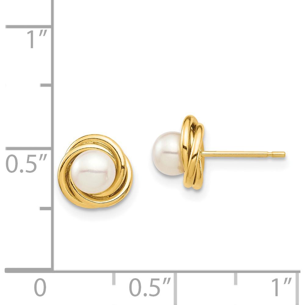 14K Yellow Gold Button Freshwater Cultured Pearl Post Earrings - 4-5mm Pearls by Madi K