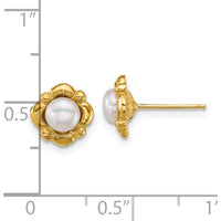 14K Yellow Gold Button Freshwater Cultured Pearl Post Earrings - 4-5mm by Monteluci Fine Jewelry