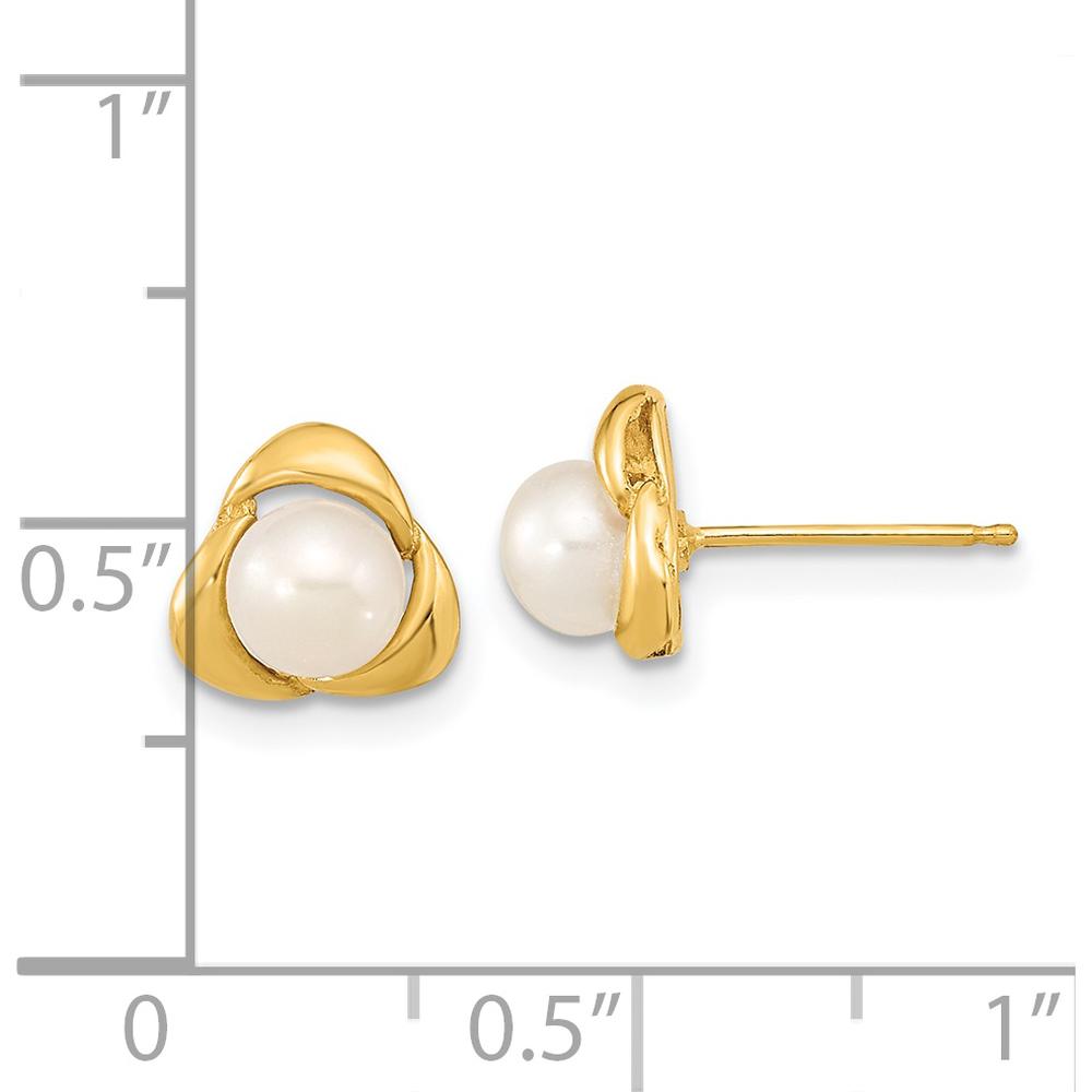 14K Yellow Gold Button Freshwater Cultured Pearl Post Earrings - 5-6mm Pearl Size by Monteluci Fine Jewelry