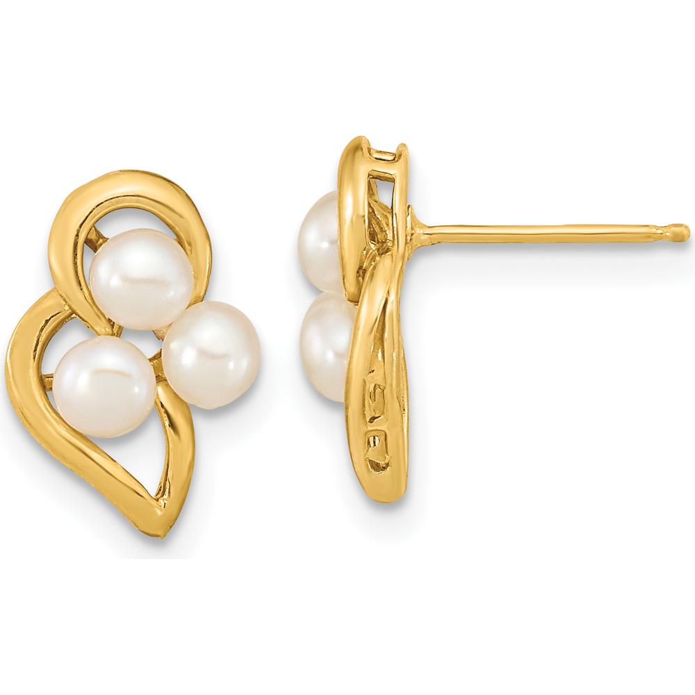 14K Yellow Gold Button Freshwater Cultured Pearl Post Earrings - 6 Pearls (3-4mm) Total Gem Weight by Monteluci Fine Jewelry