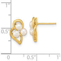 14K Yellow Gold Button Freshwater Cultured Pearl Post Earrings - 6 Pearls (3-4mm) Total Gem Weight by Monteluci Fine Jewelry