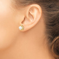 14K Yellow Gold Button Freshwater Cultured Pearl Post Earrings - 7-8mm Pearl Size by Monteluci Fine Jewelry