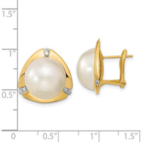 14K Yellow Gold Button Mabe Pearl Earrings with Round Diamonds - 0.06 Carat Total Diamond Weight by Monteluci Fine Jewelry