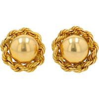 14K Yellow Gold Button Screw Back Earrings with Rope Twist Design - 5.70g Total Weight