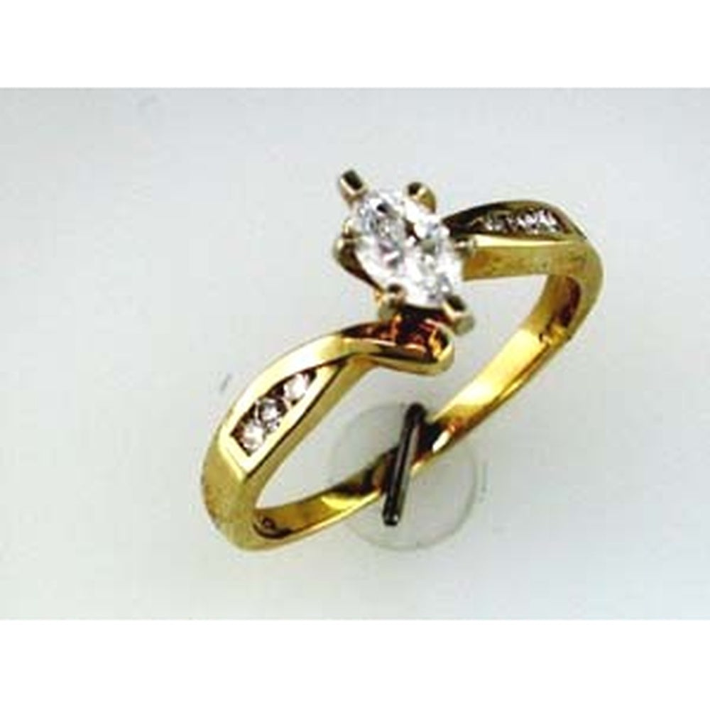 14K Yellow Gold Bypass Engagement Ring with Marquise Center Diamond and Round Accent Diamonds - 0.38 Carat Center and 0.11 Carat Accents Total - Royal Jewelry