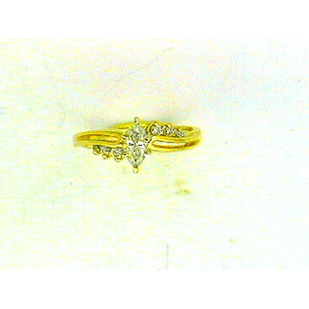 14K Yellow Gold Bypass Engagement Ring with Marquise-Cut Center Diamond and Round Accent Diamonds - 0.46 Carat Total Diamond Weight - Royal Jewelry