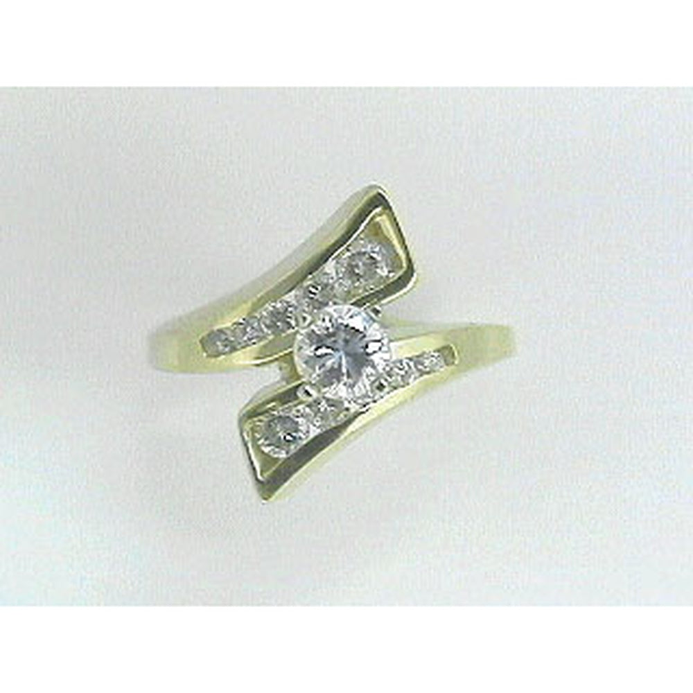 14K Yellow Gold Bypass Engagement Ring with Round Brilliant Center and Accent Diamonds - 0.85 Carat Total Diamond Weight - Royal Jewelry