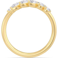 14K Yellow Gold Bypass Fashion Ring with Round and Pear-Shaped Diamonds - 1.29 Carat Total Diamond Weight by Auriventus
