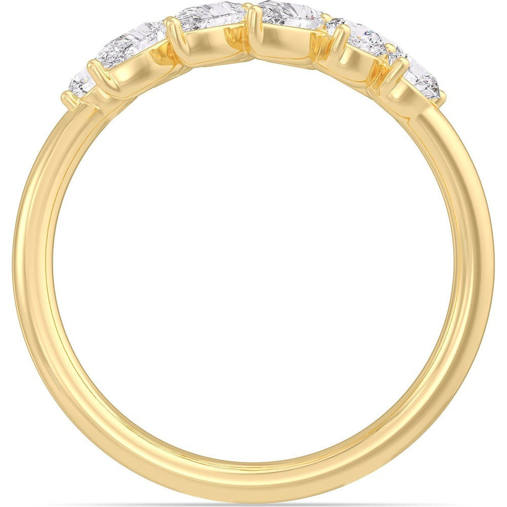 14K Yellow Gold Bypass Fashion Ring with Round and Pear-Shaped Diamonds - 1.29 Carat Total Diamond Weight by Auriventus