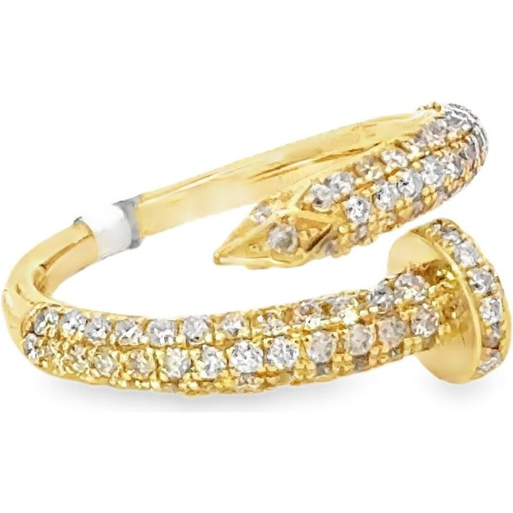 14K Yellow Gold Bypass Fashion Ring with Shared Prong Set Round Diamonds - 1.06 Carat Total Diamond Weight by Auriventus