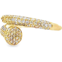 14K Yellow Gold Bypass Fashion Ring with Shared Prong Set Round Diamonds - 1.06 Carat Total Diamond Weight by Auriventus