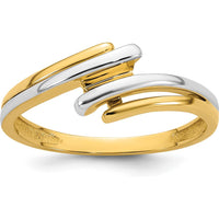 14K Yellow Gold Bypass Fashion Ring with White Rhodium Polished Finish by 0