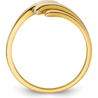 14K Yellow Gold Bypass Fashion Ring with White Rhodium Polished Finish by 0