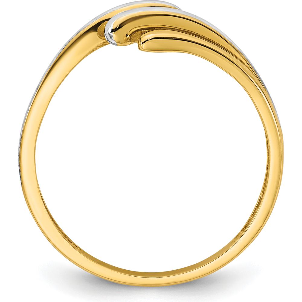 14K Yellow Gold Bypass Fashion Ring with White Rhodium Polished Finish by 0