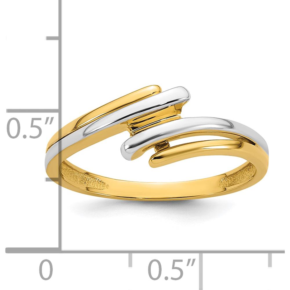 14K Yellow Gold Bypass Fashion Ring with White Rhodium Polished Finish by 0