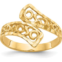 14K Yellow Gold Bypass Lace Diamond-Cut Ring - Polished Finish, 15mm Top Length by Oro Pregiato